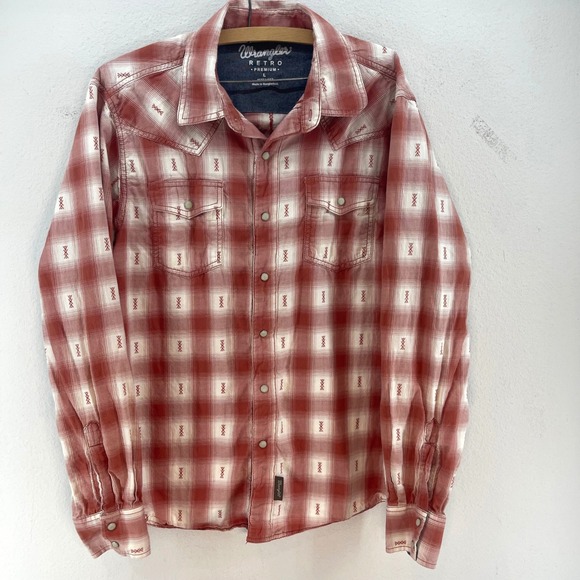 Wrangler Other - Wrangler Retro Premium Mens Long Sleeve Red Plaid Snap Button Western Shirt L